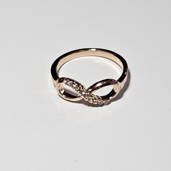 Rose Gold Tone Clear Rhinestone Infinity Ring Size 8 - Picture 11 of 11